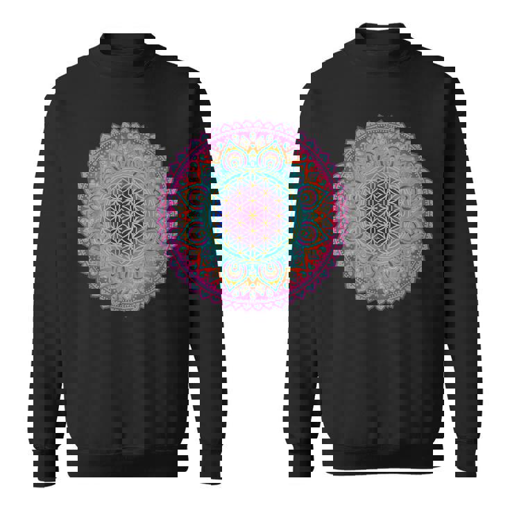 フラワー・オブ・ライフシンボル 民間伝承 マンダラ 5 ファン ファン ファン スウェットシャツ