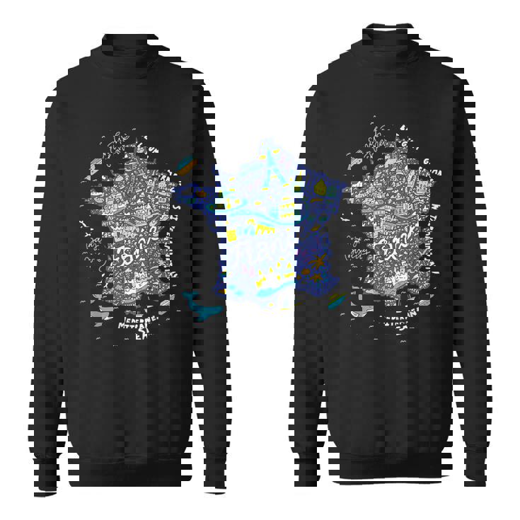 フランス 地図 ヨーロッパ パリ ツアー エッフェル フランス バケーション お土産 スウェットシャツ