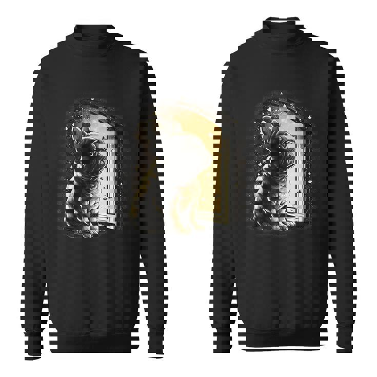 フレンチブルドッグ 夜のかわいいフレンチドッグ スウェットシャツ