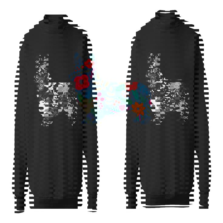 フローラルコーギーシルエット コーギー犬愛好家 スウェットシャツ