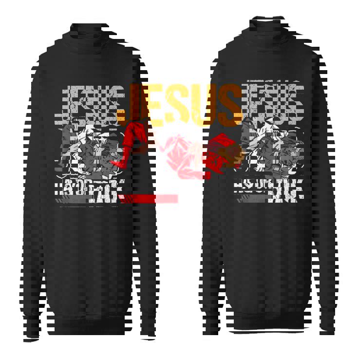 ブラジリアン柔術 ジーザス・ハズ・ユア・バック 面白いクリスチャンbjj スウェットシャツ