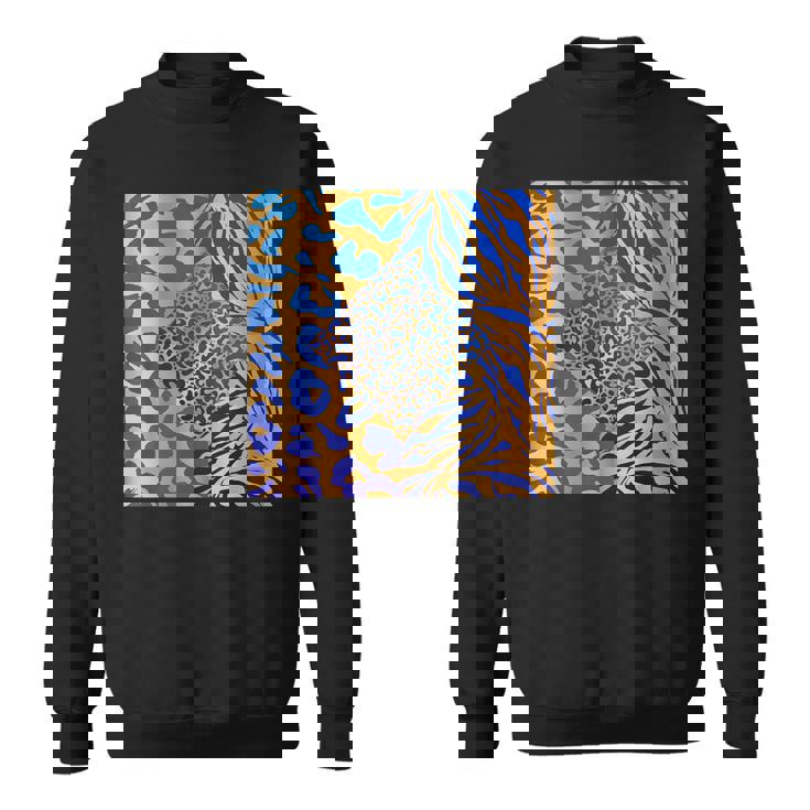 ブルースの直径のジャングルプリントゴールド。シマウマ、パンサー、チーター スウェットシャツ