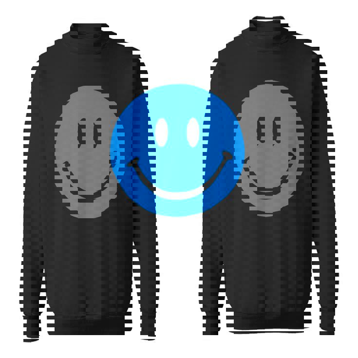 ブルースマイリーフェイス レトロブルーハッピーフェイス スウェットシャツ