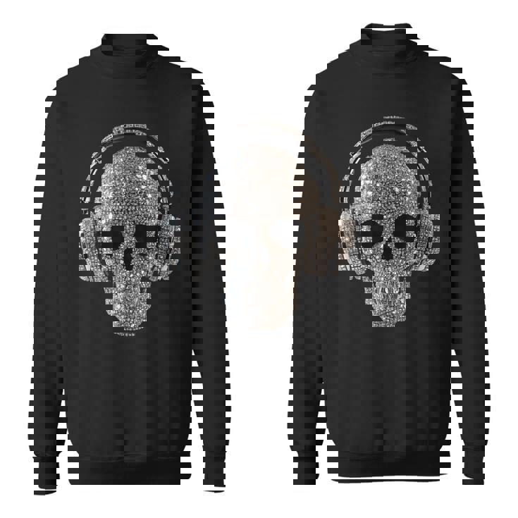 ヘッドフォン付きキラキラドクロ Dj音楽愛好家 スウェットシャツ