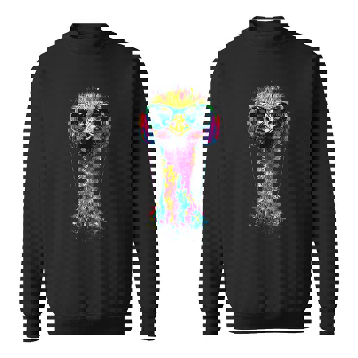 ヘッドフォン付きダチョウの鳥 カラフルなエミュー音楽djブーケ スウェットシャツ