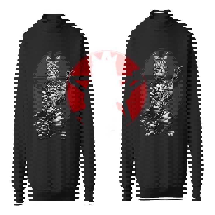 ヘヴィメタル猫とデスメタルミュージック メタルヘッド ロックギター スウェットシャツ