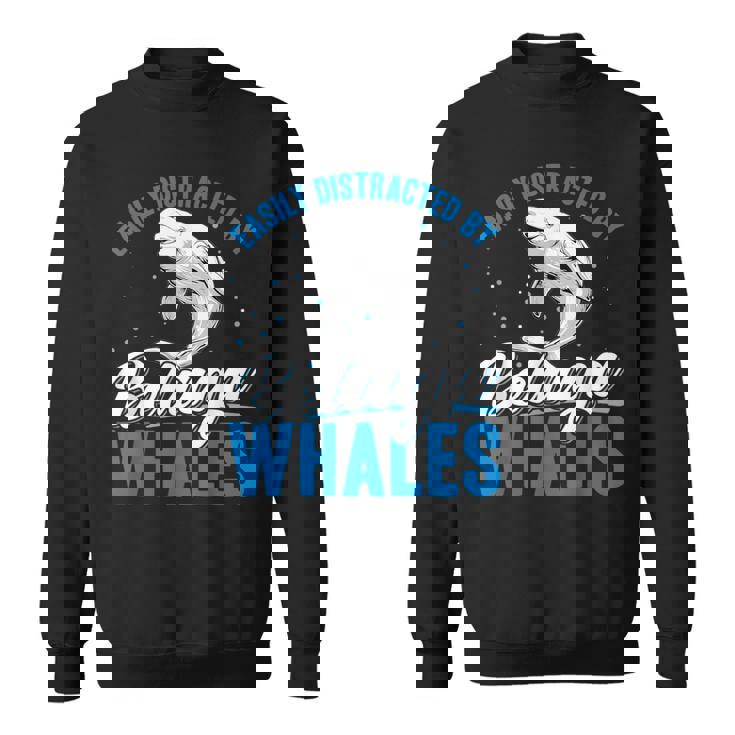 ベルーガクジラに簡単に気を取られる面白いシロイルカ動物。 スウェットシャツ