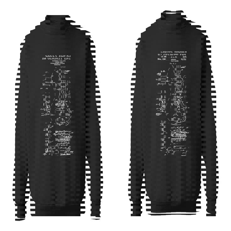 ベースギター特許プリント 1961 ヴィンテージ特許音楽 スウェットシャツ