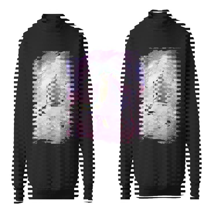 ペンギンに乗る宇宙猫 スウェットシャツ