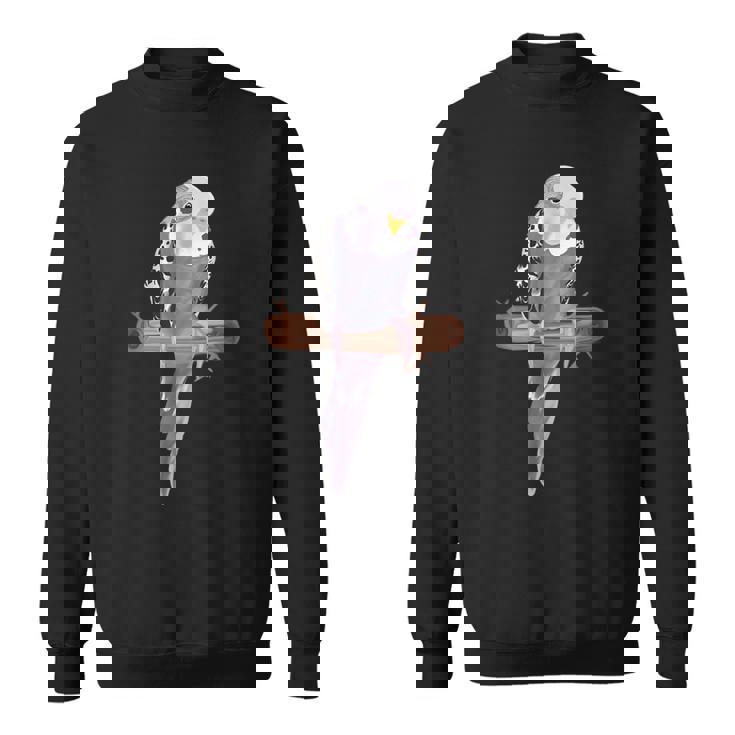 ホワイトパープルセキセイインコエキゾチックペットアニマルモチーフ鳥 スウェットシャツ