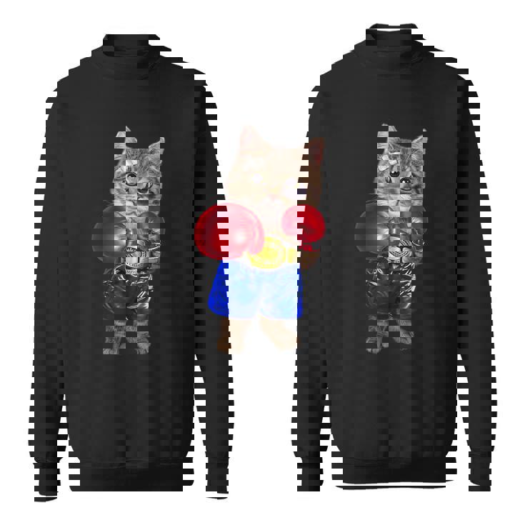 ボクシング をする 猫 ねこ スウェットシャツ