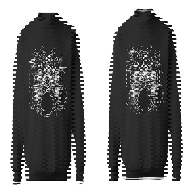 ボストンテリア演奏ドラムドラマー犬好き。 スウェットシャツ