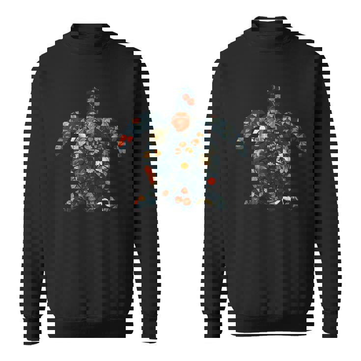 ボタニカルシルエットの花 海の花 ウミガメ スウェットシャツ