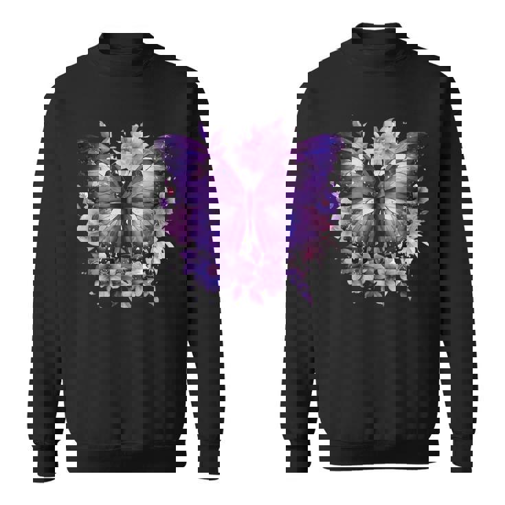 ボヘミアン パープルバタフライ レトロ 魔女の蛾 ヴィンテージ ラベンダー スウェットシャツ