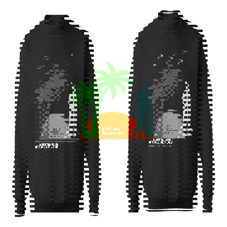 ボラカイ島 ヤシの木 サーフボード 日没 フィリピン ビーチ サーファーガール 東南アジア 島 贈り物 海 お土産 セブ スウェットシャツ