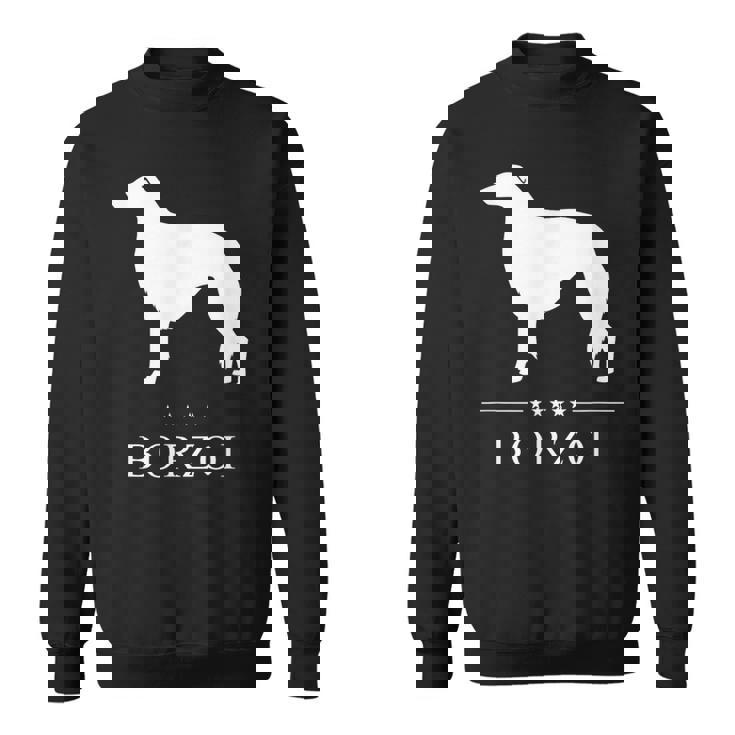 ボルゾイ犬の白いシルエット スウェットシャツ