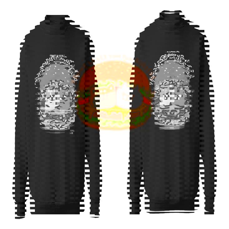 ボンレス犬とボンレス猫 ハンバーガー ダークカラー スウェットシャツ