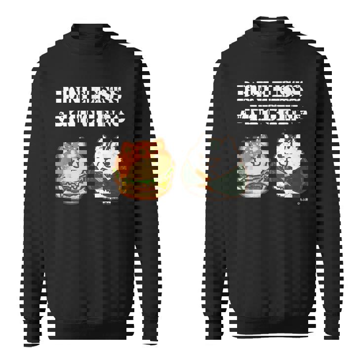 ボンレス犬とボンレス猫 ハンバーガーとおにぎり ダークカラー スウェットシャツ