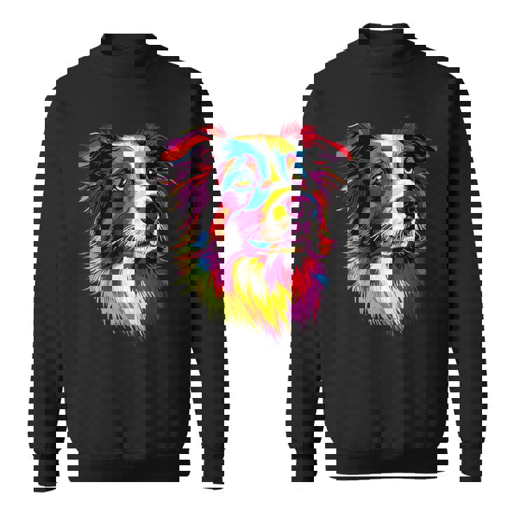 ボーダーコリー ポップアート レインボーカラー カラフル ボーダーコリー スウェットシャツ