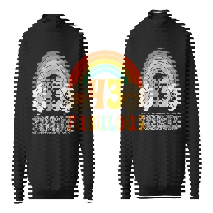 ボーホー レオパード レインボー 43 & ファビュラス ヴィンテージ 43歳の誕生日 スウェットシャツ