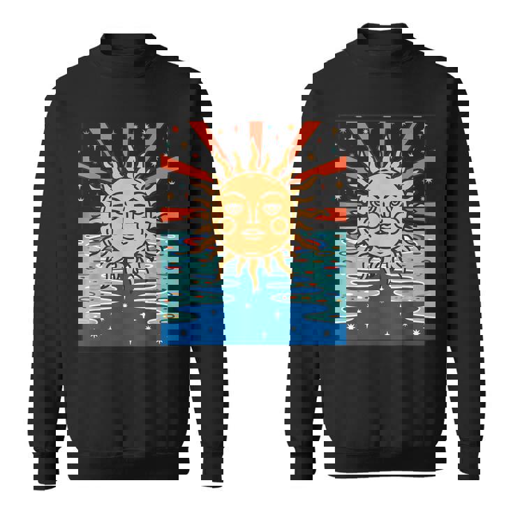 ボーホー 太陽と月 天体 三日月 フェイズ スウェットシャツ