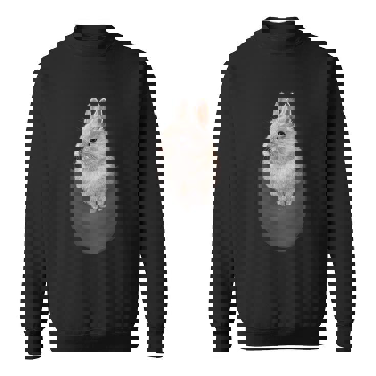 ポケット ホワイト 子ウサギ スウェットシャツ