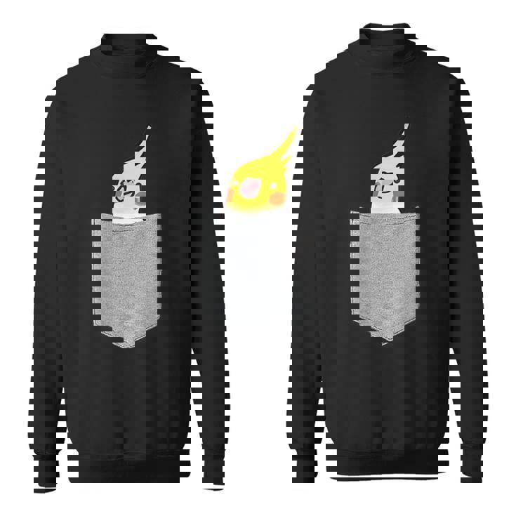 ポケットから覗くオカメインコのデザイン スウェットシャツ