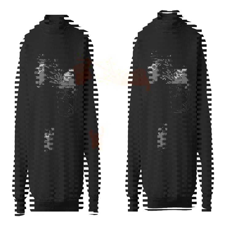 ポケットで遊ぶかわいいナマケモノの家族 スウェットシャツ