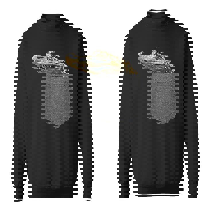 ポケットにワニ 愉快なアニマルデザイン スウェットシャツ