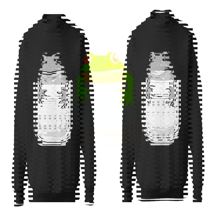 ポケットに入ったカエルのシャツ 面白いカエルのtシャツ カエルの恋人 スウェットシャツ