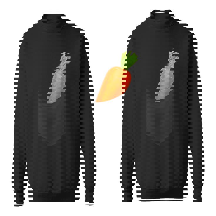 ポケットに入ったニンジン野菜、胸に面白いフルーツニンジン。 スウェットシャツ