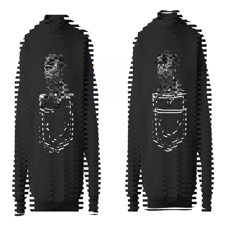 ポケットに入ったブラックパグ かわいい犬好きのギフト スウェットシャツ