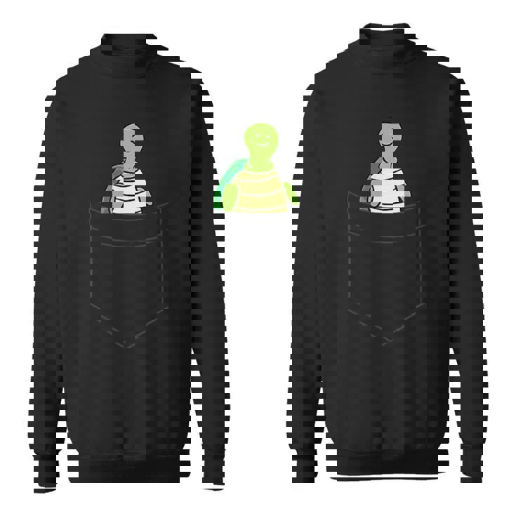 ポケットに入った亀 かわいいポケット ウミガメ スウェットシャツ