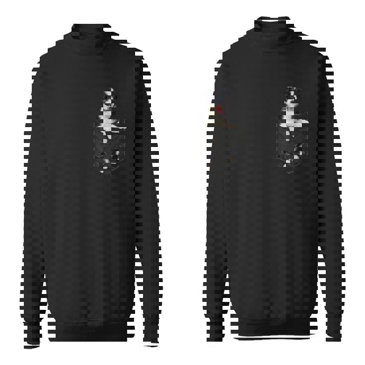 ポケットに入った面白いボーダーコリー ボーダーコリー愛好家に スウェットシャツ