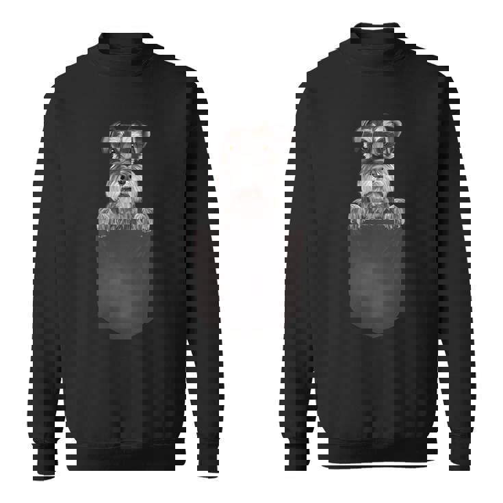 ポケットの中の犬面白い犬好きのミニチュア・シュナウザー スウェットシャツ