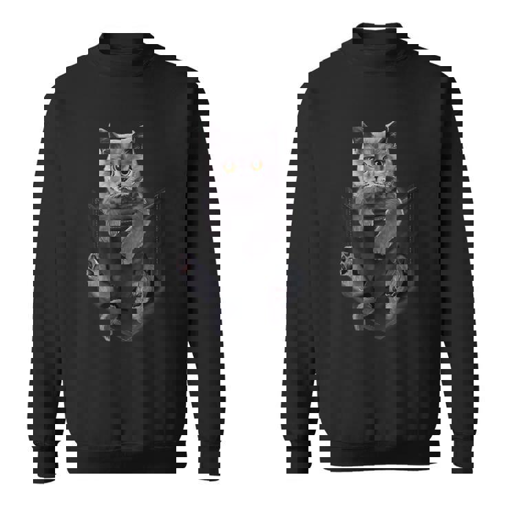 ポケットの中の猫ポケットキャット猫好き ねこ好き ネコ好きニャー猫 猫の飼い主 心電図 おもしろ 可愛い ねこ ネコ 猫 スウェットシャツ