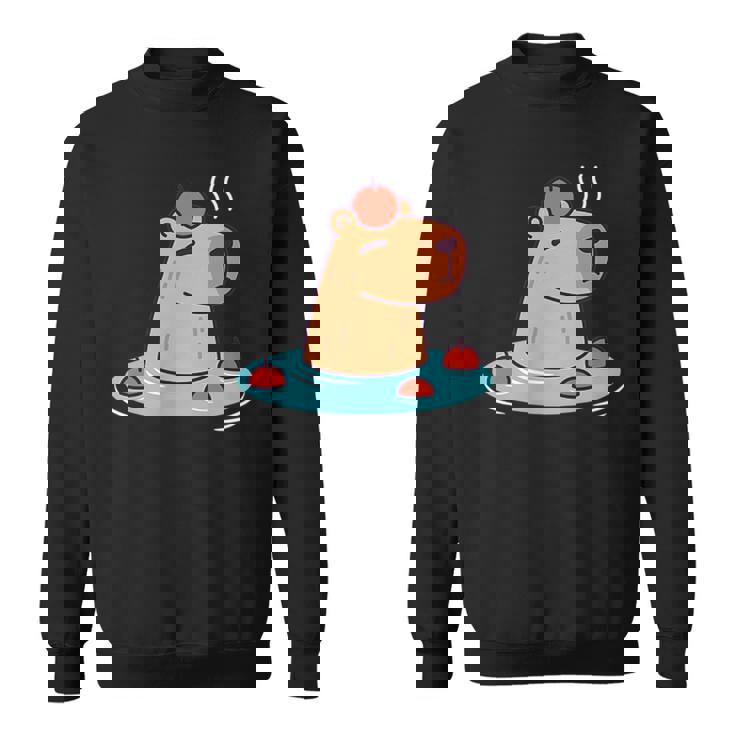 ポケットカピバラ 温泉に浸ける カピバラ スウェットシャツ