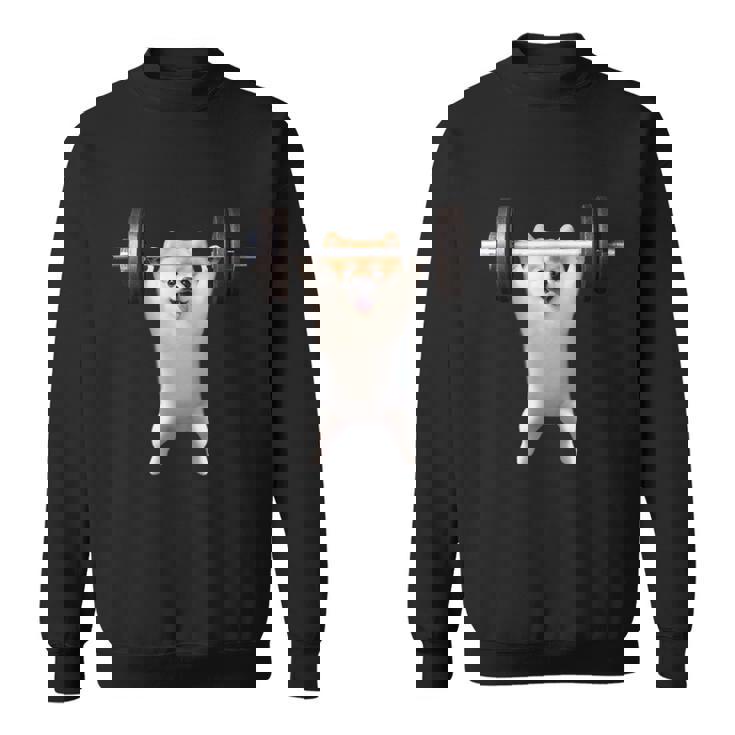 ポメラニアン イヌ 面白いtシャツ 犬 筋トレ 文字入り メンズ おもしろ 面白い 服 グッズ 文字tシャツ ネタ スウェットシャツ