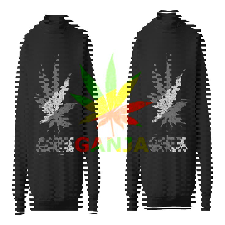 マリファナのガンジャ雑草の葉 ラスタカラー スウェットシャツ