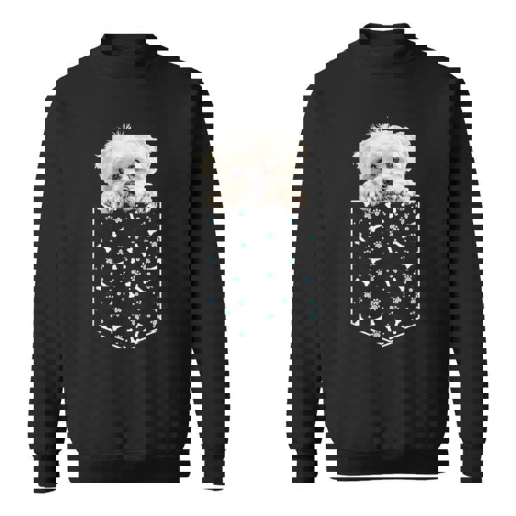 マルチーズ犬ポケット子犬の顔ペット愛好家 スウェットシャツ