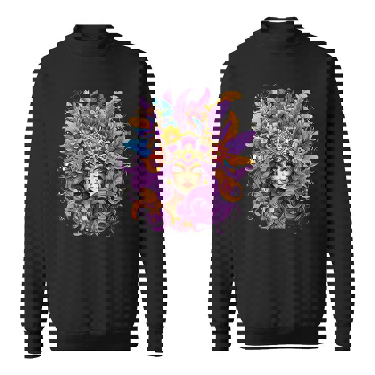 マルディグラ フェザー パープル マスク グリーン ニューオーリンズ スウェットシャツ