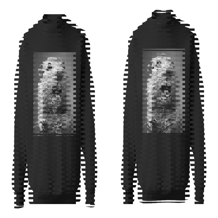 マーモットは生意気に笑う、面白いマーモット スウェットシャツ