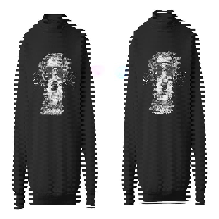 ミニチュア シュナウザー 銀河 サングラス 宇宙 犬好き スウェットシャツ