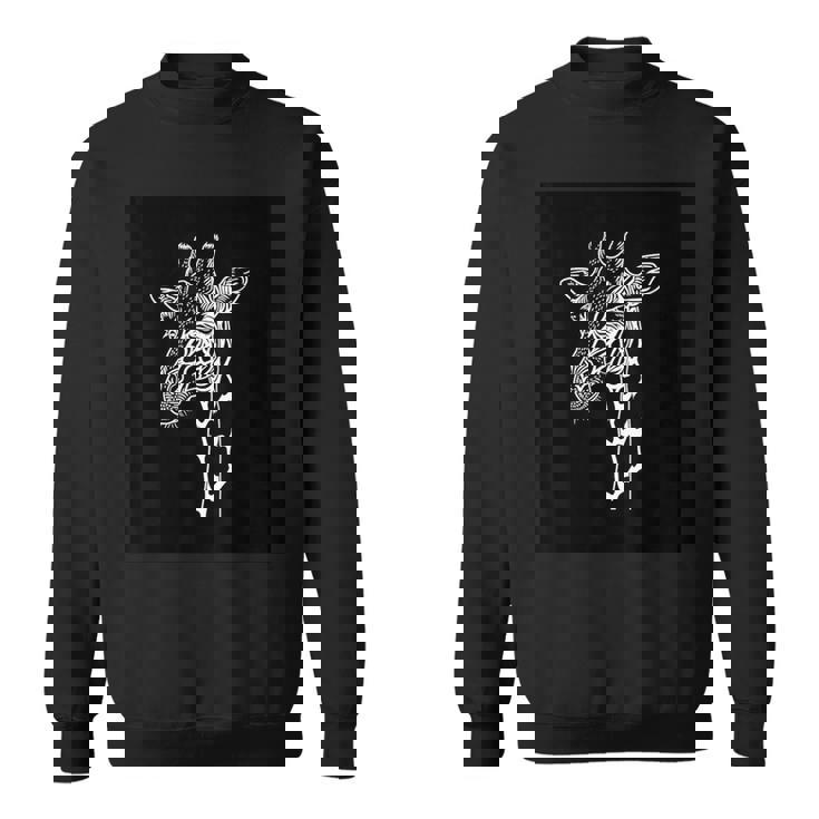 ミニマリストなブラック&ホワイトのキリンデザイン。 スウェットシャツ