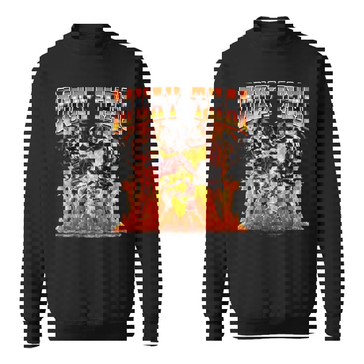 ムエタイタイボクシングフレーム90年代ブーツレッグスタイル スウェットシャツ