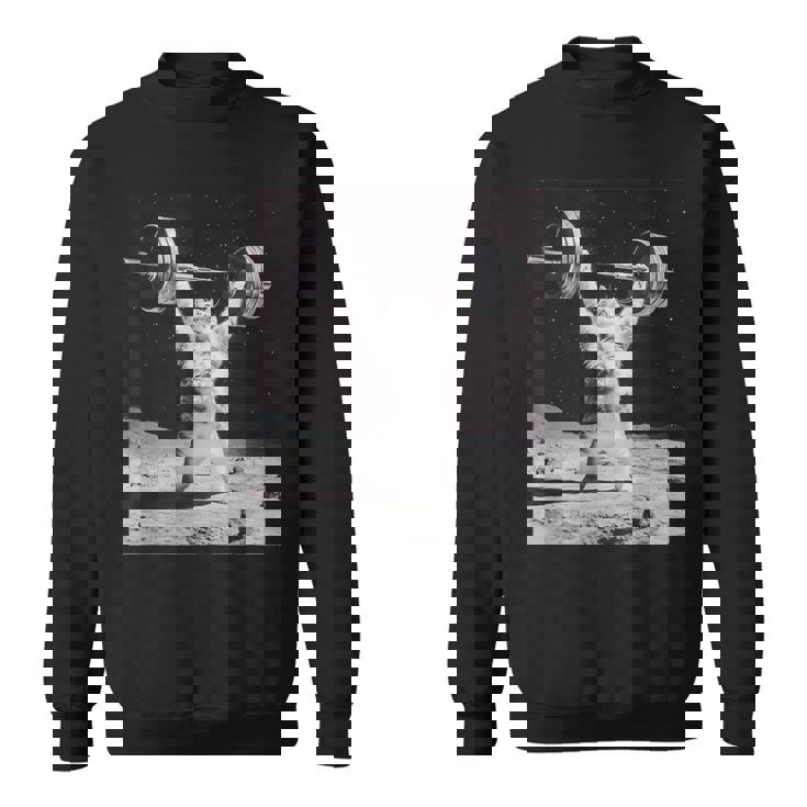 ムーンキャット 筋トレ 猫 フィットネス ジム ウェイトリフティング トレーニング 面白い猫 おもしろ スウェットシャツ