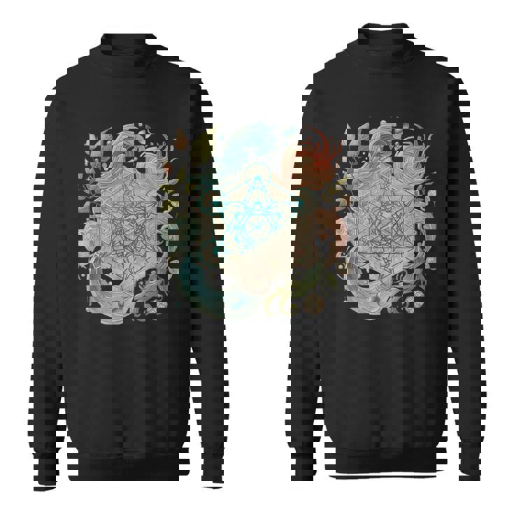 メタトロンキューブと自然の要素 火、土、水、風 スウェットシャツ
