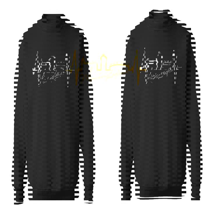 メンヒェングラートバッハのスカイライン ハートビート ドイツ大好きi Love Mönchengladbach 長袖tシャツ スウェットシャツ