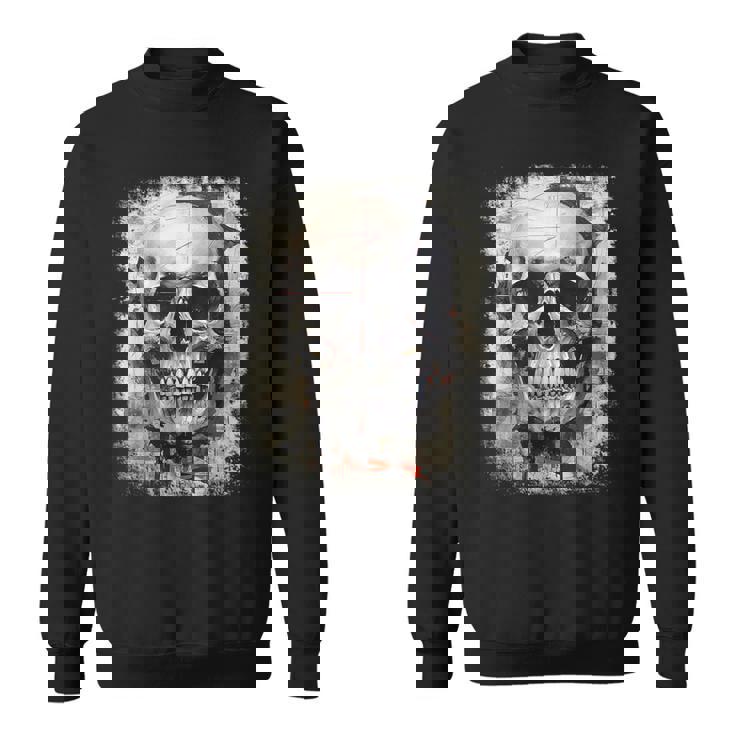 モダンなヒップホップ、レトロ、ヴィンテージ、エッジの効いた Y2k Hip Hop アーバン ストリートウェア、スカル スウェットシャツ