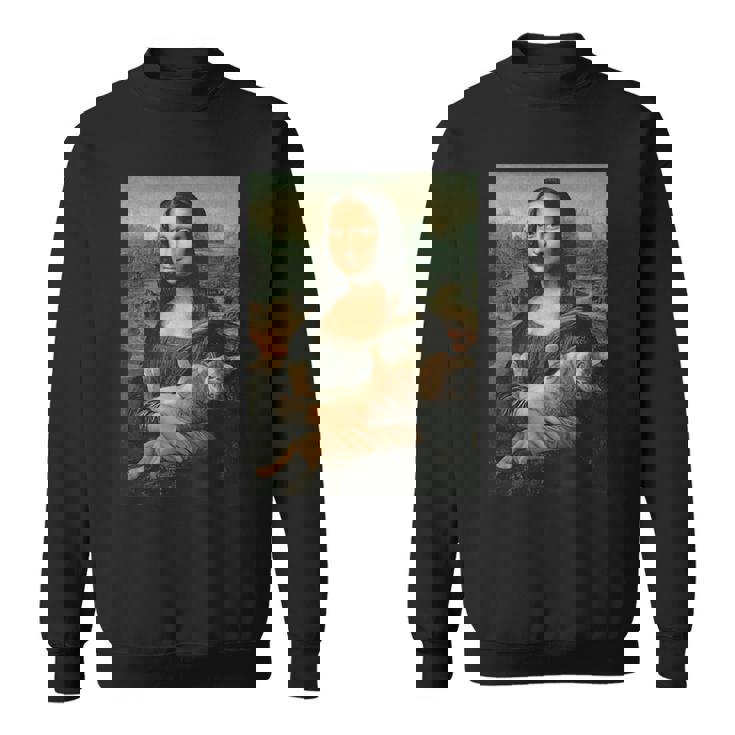 モナリザとオレンジ猫 面白いアートペインティング スウェットシャツ